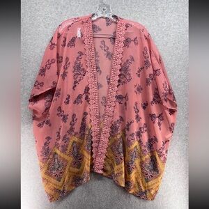 Jolt Pink and Blue Crochet Cardigan